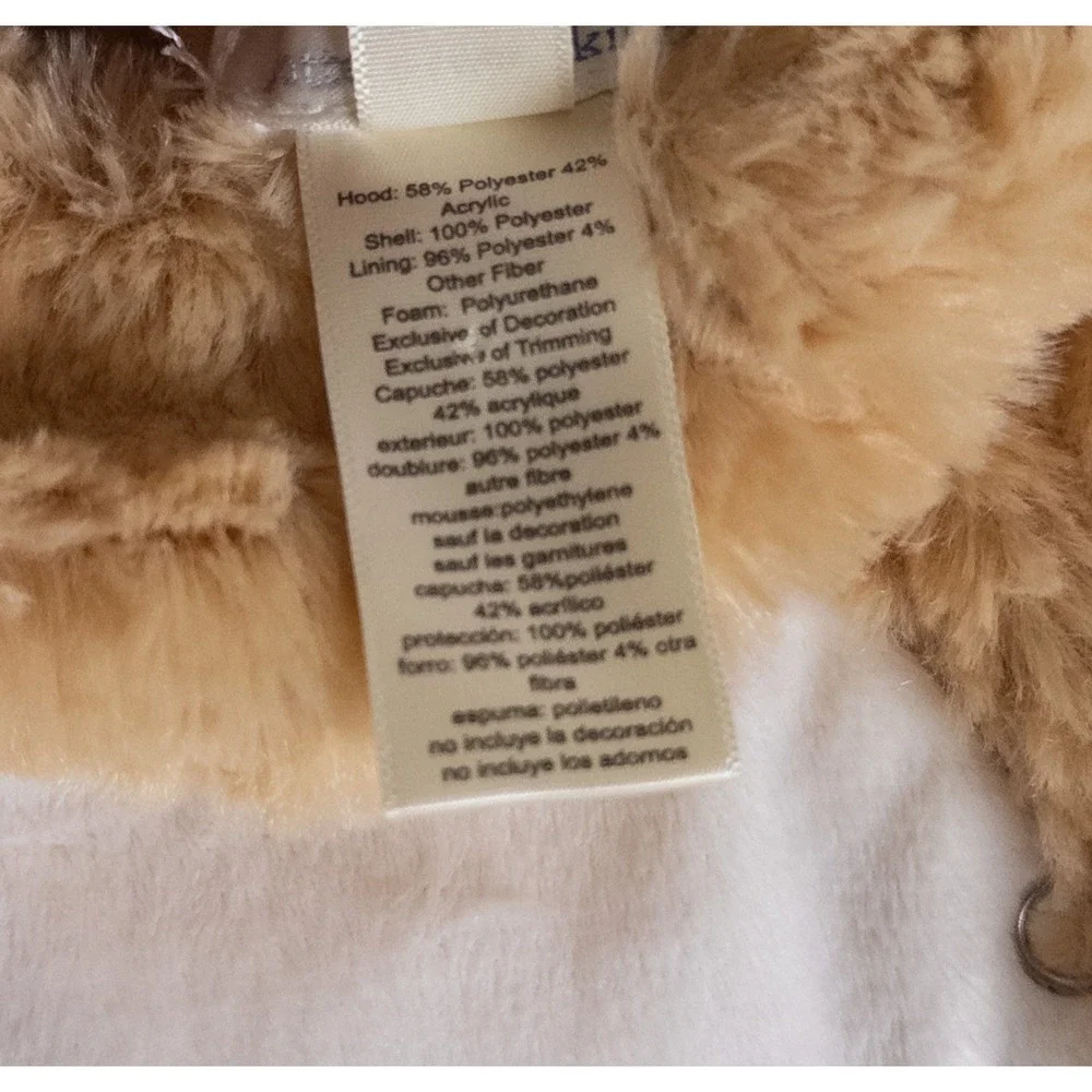 Pottery Barn Kids Lion‎ Costume 0-6M Tan Plush Faux Fur Halloween Jumpsuit - Picture 7 of 9